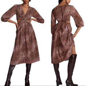 Anthropologie Ranna Gill Floral Cut-Out Midi Dress XS